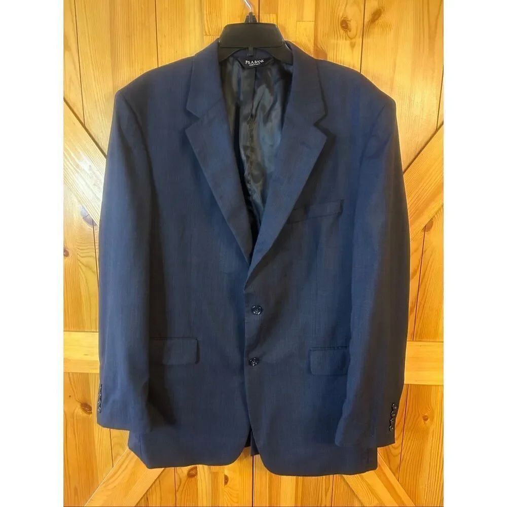Jos. A. Bank Men's Lined Suit Jacket Navy 100% Wool Size 44L (5839)